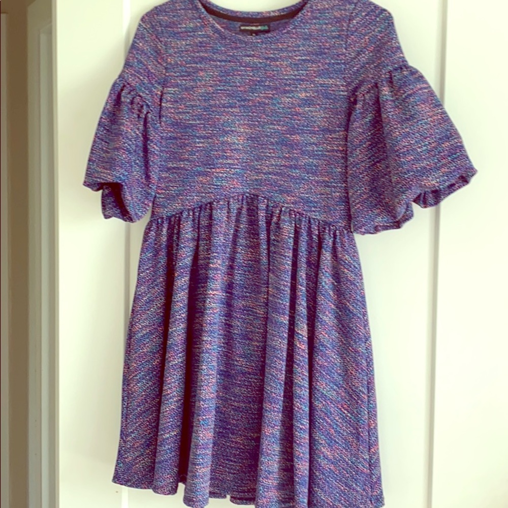 Purple poof sleeve girls dress